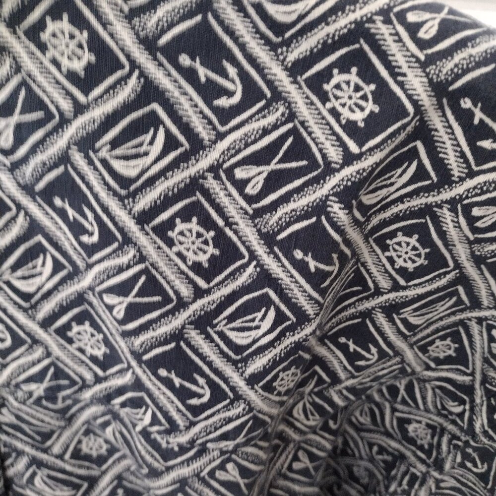 Ruff Hewn Men’s Hawaiian Shirt Medium Linen Cotton Blend Nautical Print - Picture 6 of 7